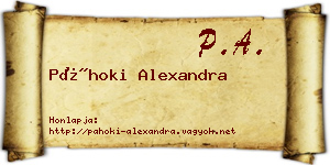 Páhoki Alexandra névjegykártya