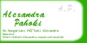 alexandra pahoki business card